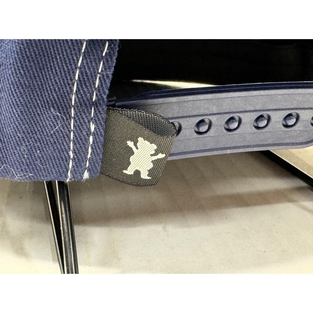 Grizzly Griptape Navy Blue Snapback Hat White Contrast Stitch Script Logo Hat - Picture 3 of 6